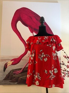 Cherish Red Floral Off-Shoulder Blouse